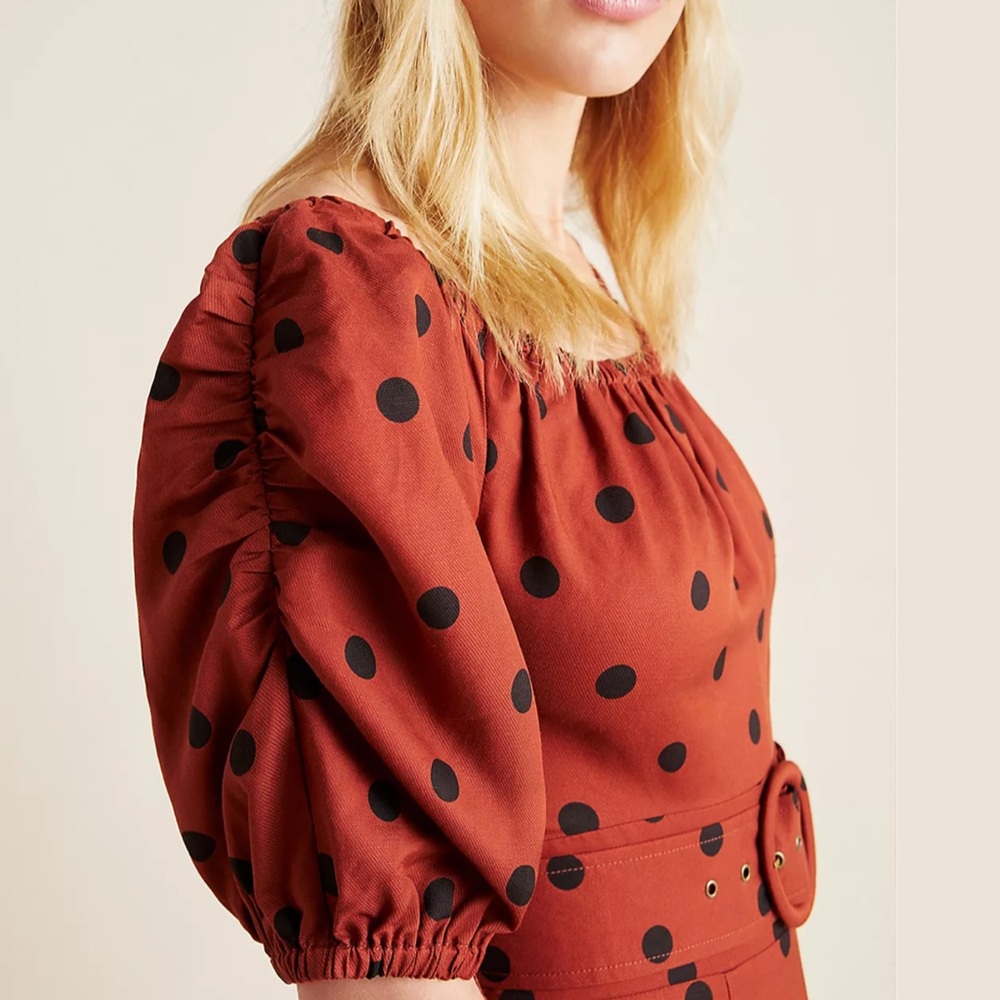 Anthropologie Lucienne Polka Dot Maxi Dress Petite - Picture 5 of 11
